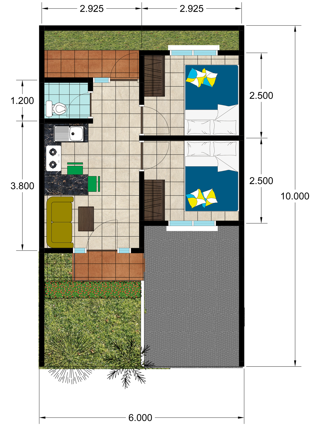 Gambar Denah Rumah Type 30/60 Tahun Ini | Denahom